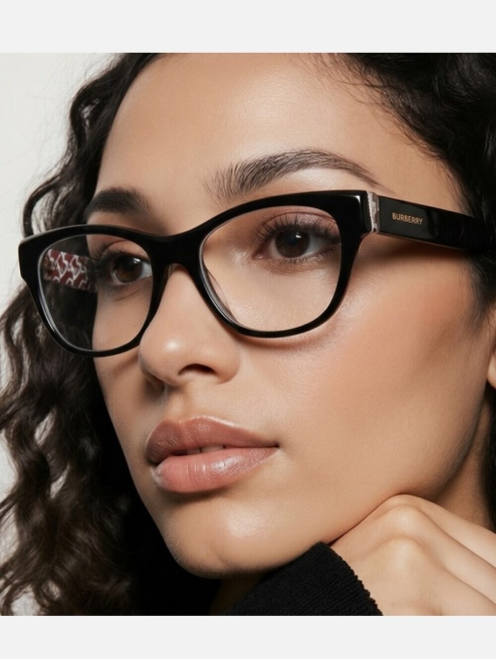 Burberry BE2301 Black Eye Glasses with Monogram Interior